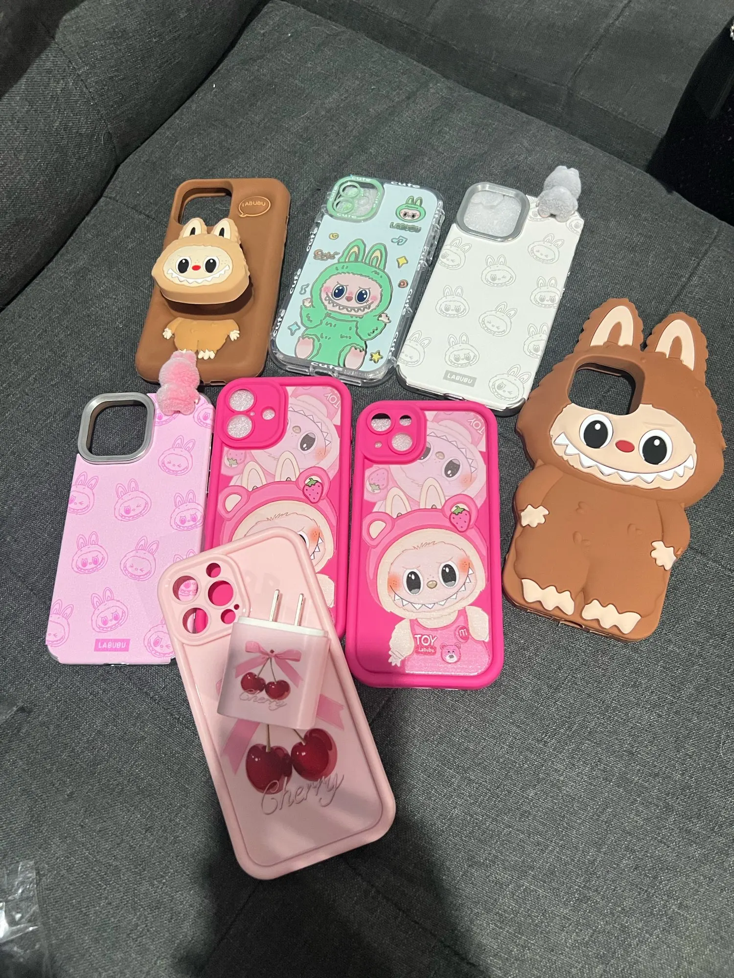 Silicone Suede Labubu Phone Case For Iphone 11 12 13 14 15 16pro Max Plus 16pro 15pro Diy Soft Brown Cover Coque Fall Prevention photo review