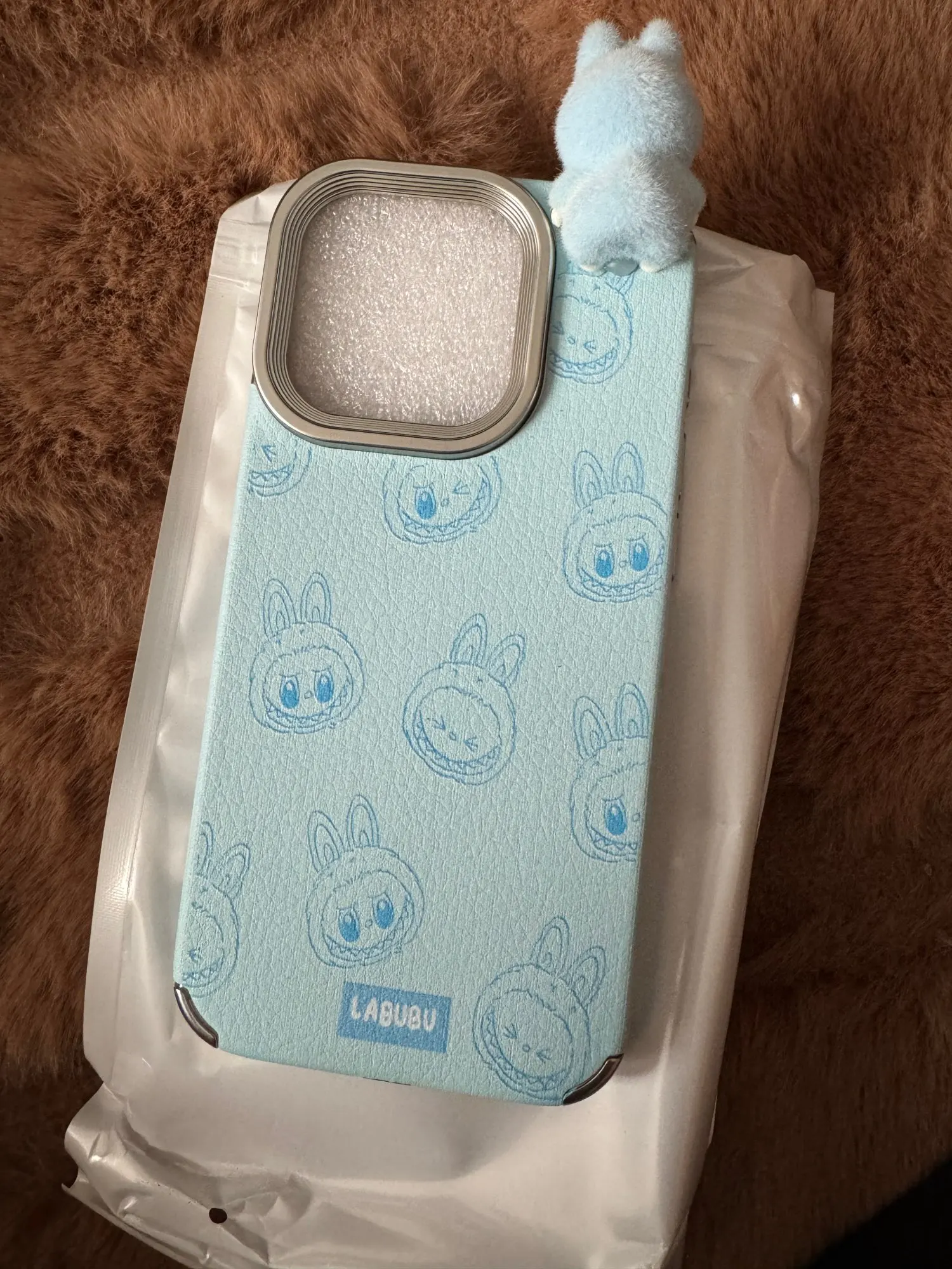 Silicone Suede Labubu Phone Case For Iphone 11 12 13 14 15 16pro Max Plus 16pro 15pro Diy Soft Brown Cover Coque Fall Prevention photo review