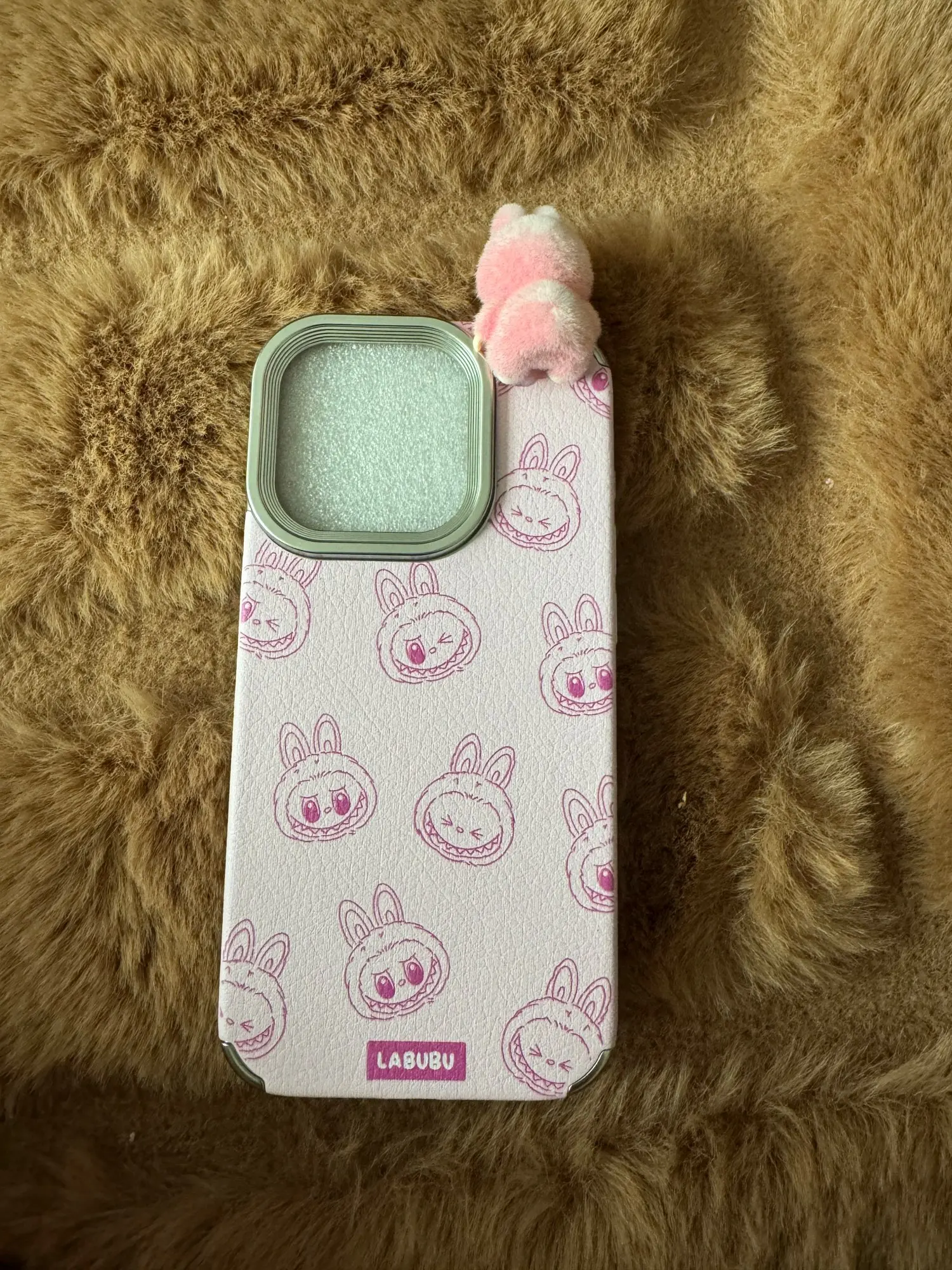 Silicone Suede Labubu Phone Case For Iphone 11 12 13 14 15 16pro Max Plus 16pro 15pro Diy Soft Brown Cover Coque Fall Prevention photo review