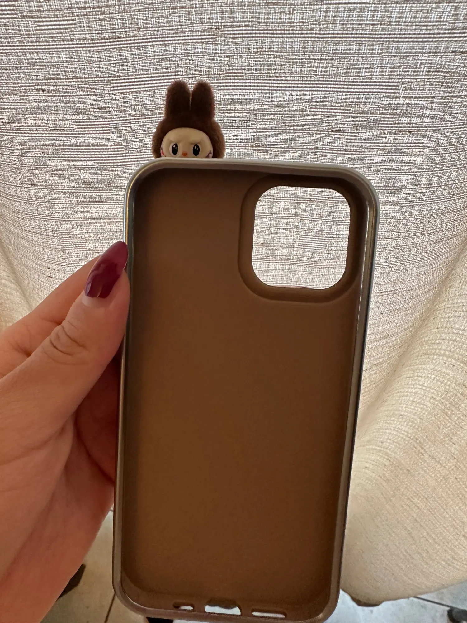 Silicone Suede Labubu Phone Case For Iphone 11 12 13 14 15 16pro Max Plus 16pro 15pro Diy Soft Brown Cover Coque Fall Prevention photo review