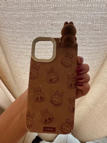 Silicone Suede Labubu Phone Case For Iphone 11 12 13 14 15 16pro Max Plus 16pro 15pro Diy Soft Brown Cover Coque Fall Prevention photo review