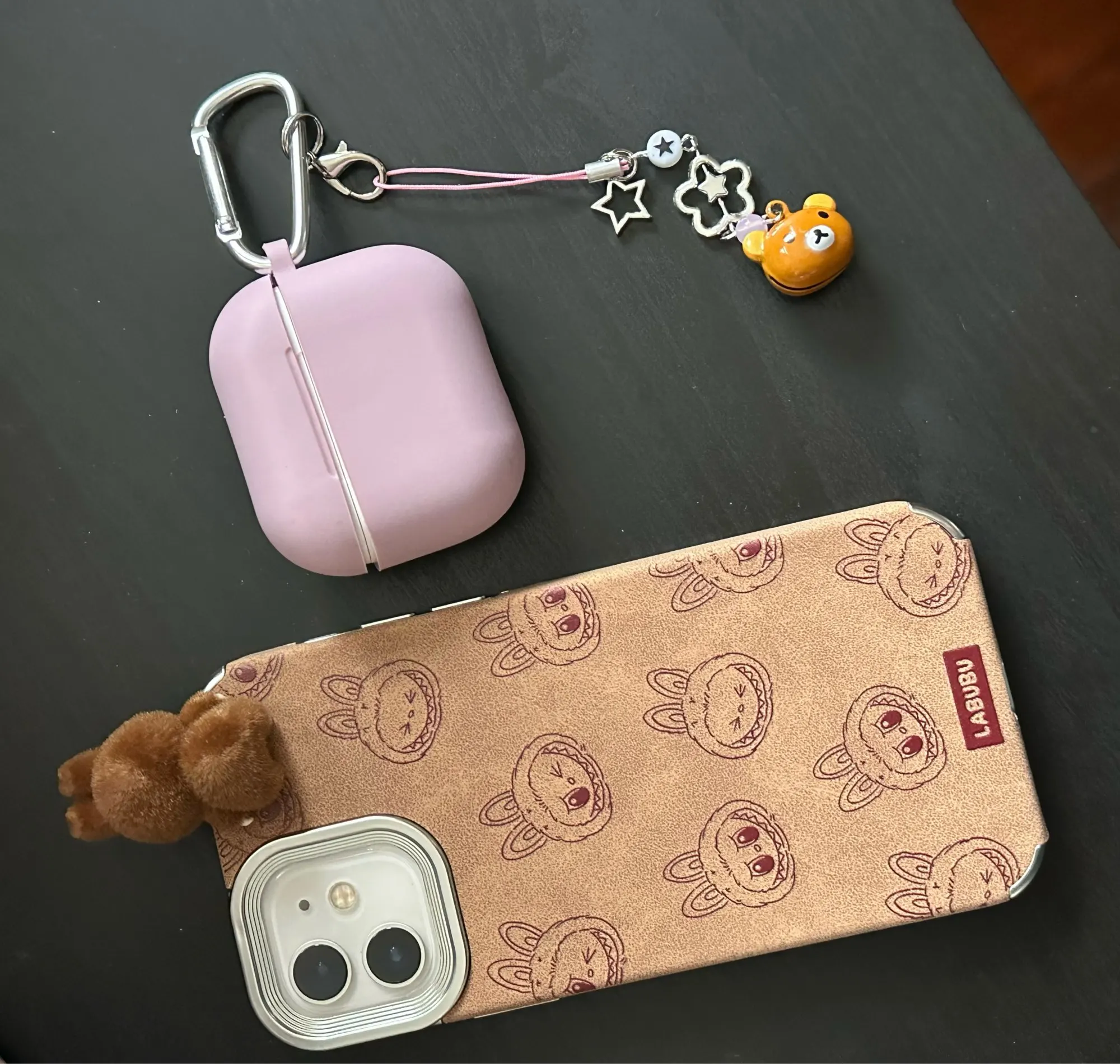 Silicone Suede Labubu Phone Case For Iphone 11 12 13 14 15 16pro Max Plus 16pro 15pro Diy Soft Brown Cover Coque Fall Prevention photo review