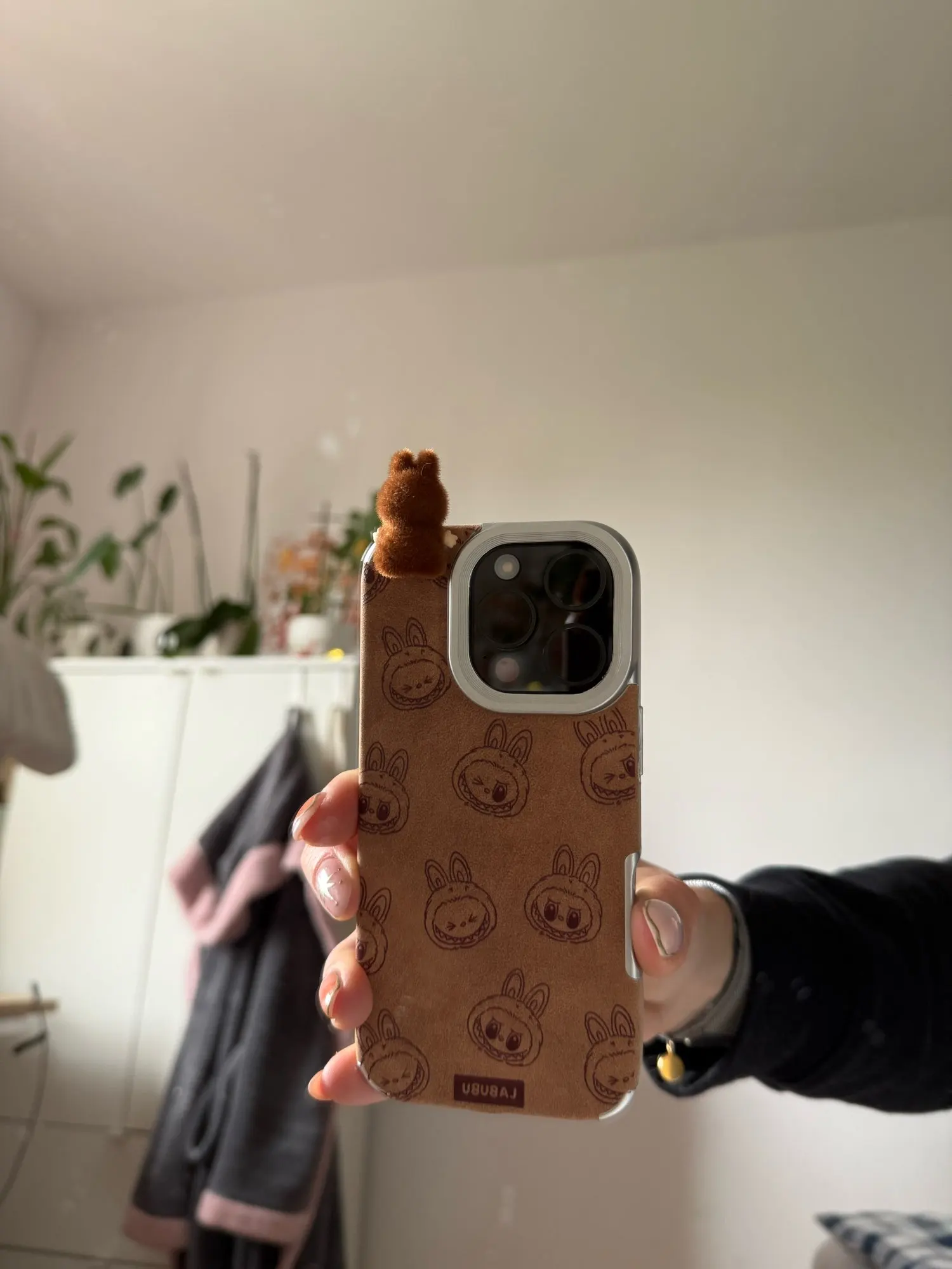 Silicone Suede Labubu Phone Case For Iphone 11 12 13 14 15 16pro Max Plus 16pro 15pro Diy Soft Brown Cover Coque Fall Prevention photo review