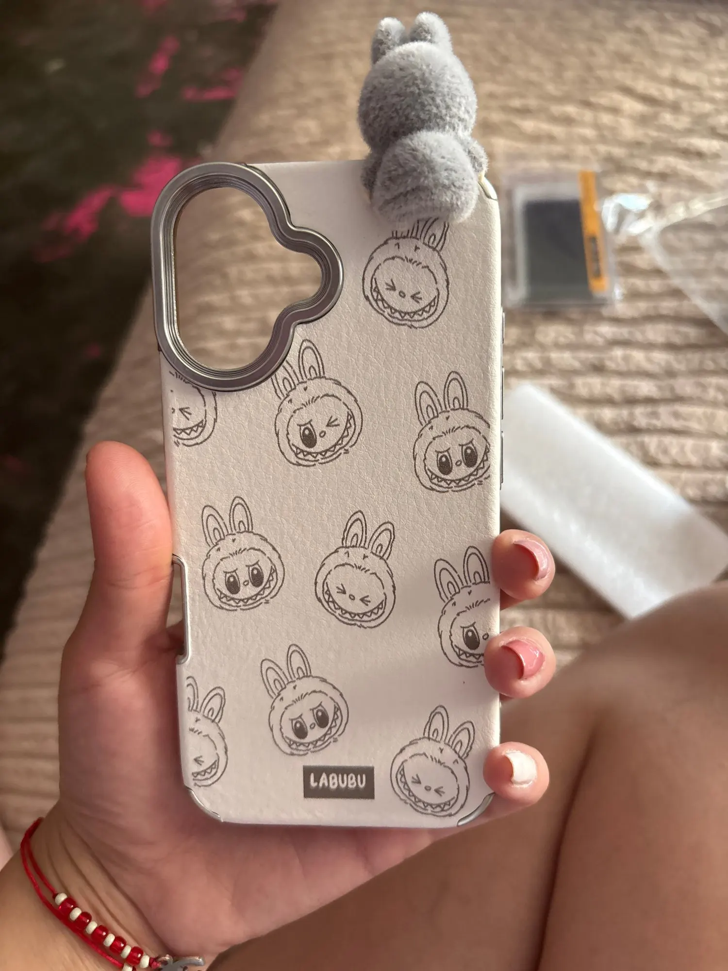 Silicone Suede Labubu Phone Case For Iphone 11 12 13 14 15 16pro Max Plus 16pro 15pro Diy Soft Brown Cover Coque Fall Prevention photo review