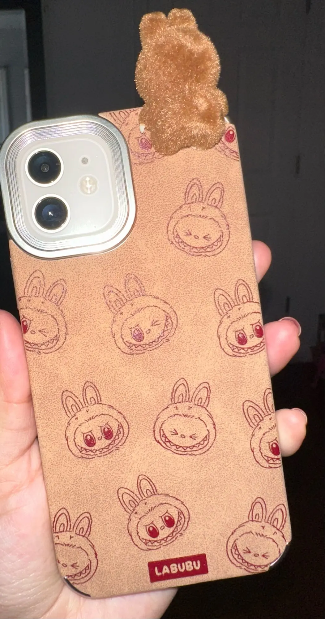 Silicone Suede Labubu Phone Case For Iphone 11 12 13 14 15 16pro Max Plus 16pro 15pro Diy Soft Brown Cover Coque Fall Prevention photo review