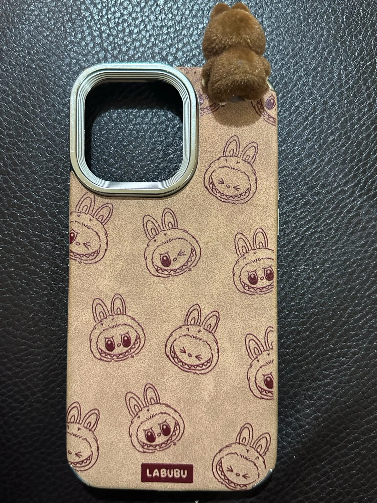 Silicone Suede Labubu Phone Case For Iphone 11 12 13 14 15 16pro Max Plus 16pro 15pro Diy Soft Brown Cover Coque Fall Prevention photo review