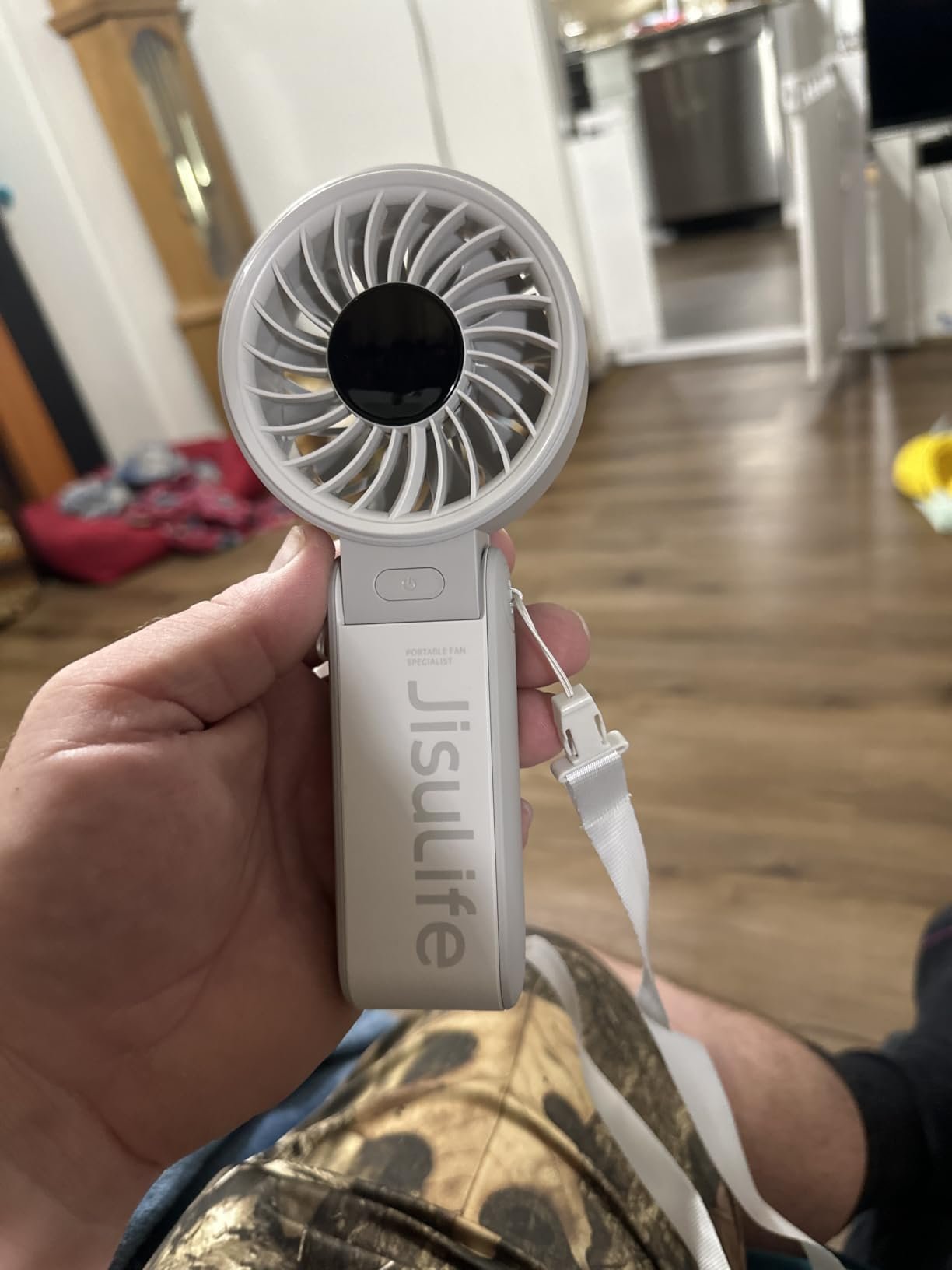 JISULIFE Handheld Fan Life7 – Ultimate Flexibility: High-Power Motor. LED Display. 19.5 Hrs Cooling. 5000mAh Rechargeable. 5-Speed. Foldable Design. 3-IN-1 Portable Fan for Travel Cruise Beach(Grey) photo review