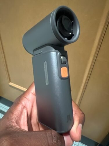 JISULIFE Portable Handheld Turbo Fan. 100 Speeds Adjustable Mini Personal Fan. 9000mAh USB Rechargeable Battery Operated. LED Display. Metal Shell with Accessories Gifts for Men Women Travel- Grey photo review