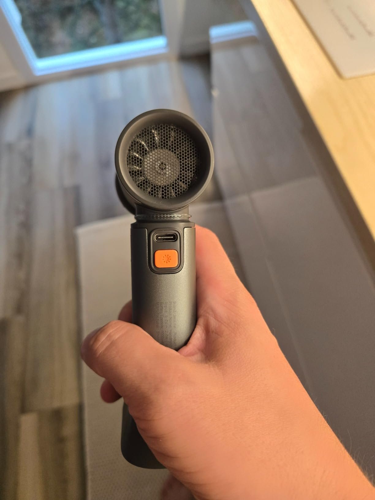 JISULIFE Portable Handheld Turbo Fan. 100 Speeds Adjustable Mini Personal Fan. 9000mAh USB Rechargeable Battery Operated. LED Display. Metal Shell with Accessories Gifts for Men Women Travel- Grey photo review