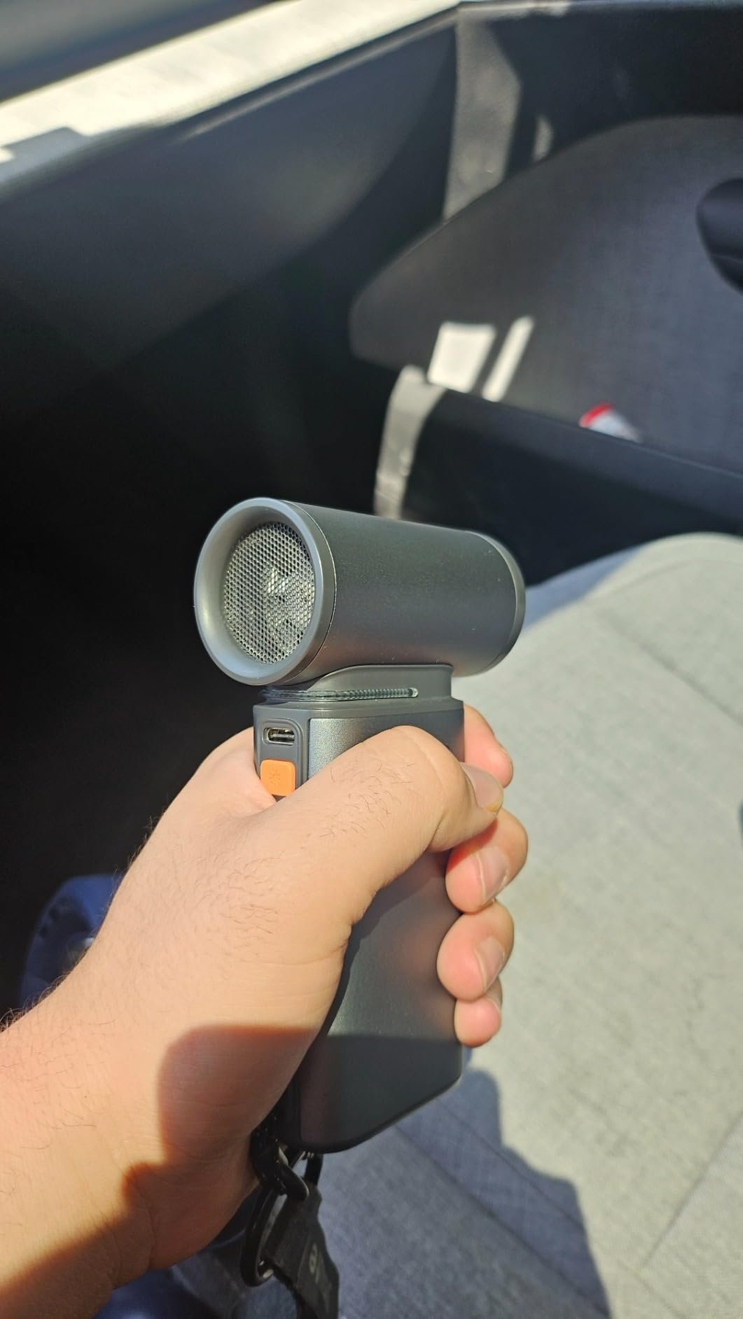 JISULIFE Portable Handheld Turbo Fan. 100 Speeds Adjustable Mini Personal Fan. 9000mAh USB Rechargeable Battery Operated. LED Display. Metal Shell with Accessories Gifts for Men Women Travel- Grey photo review