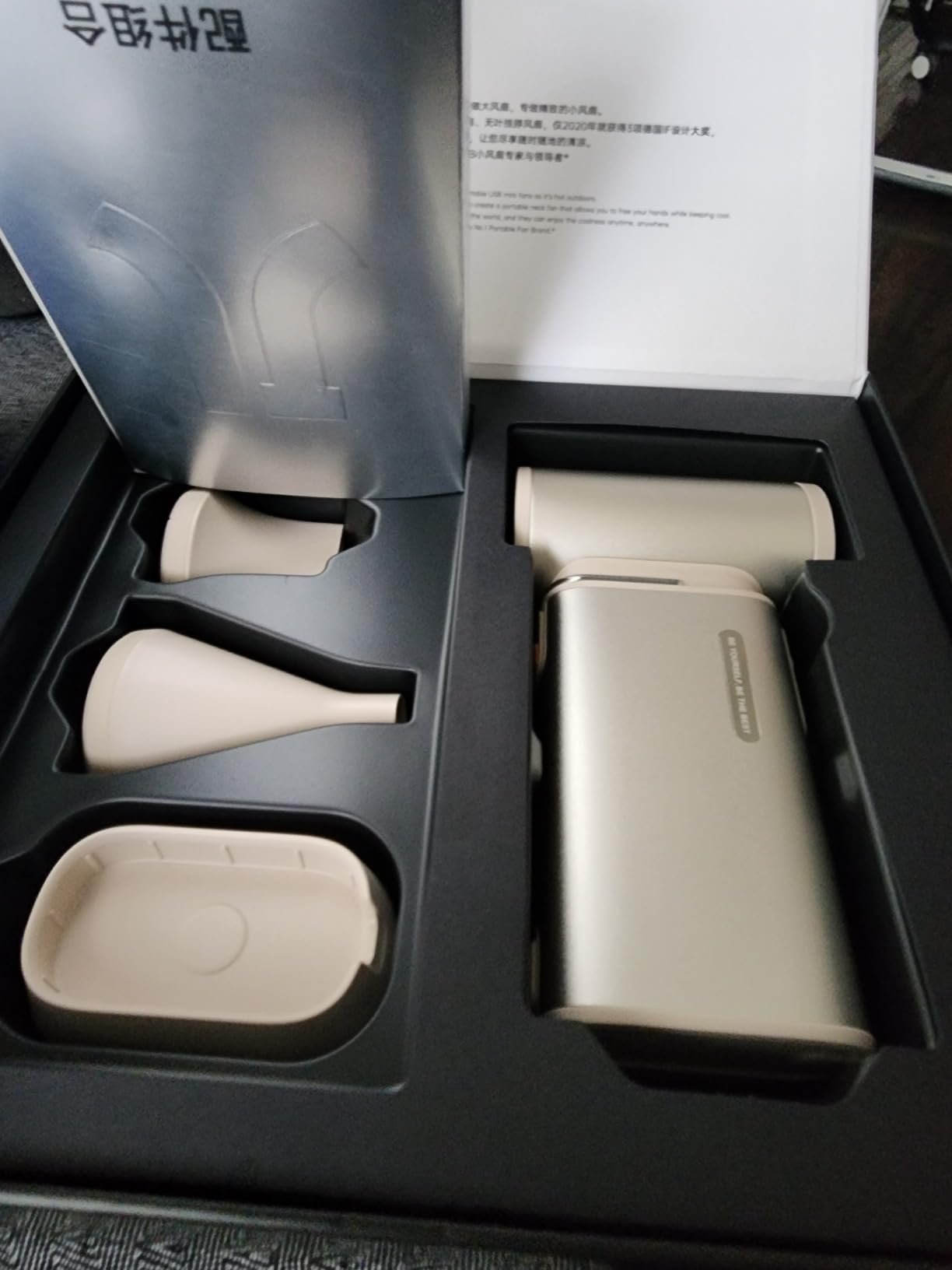 JISULIFE Portable Handheld Turbo Fan. 100 Speeds Adjustable Mini Personal Fan. 9000mAh USB Rechargeable Battery Operated. LED Display. Metal Shell with Accessories Gifts for Men Women Travel- Grey photo review