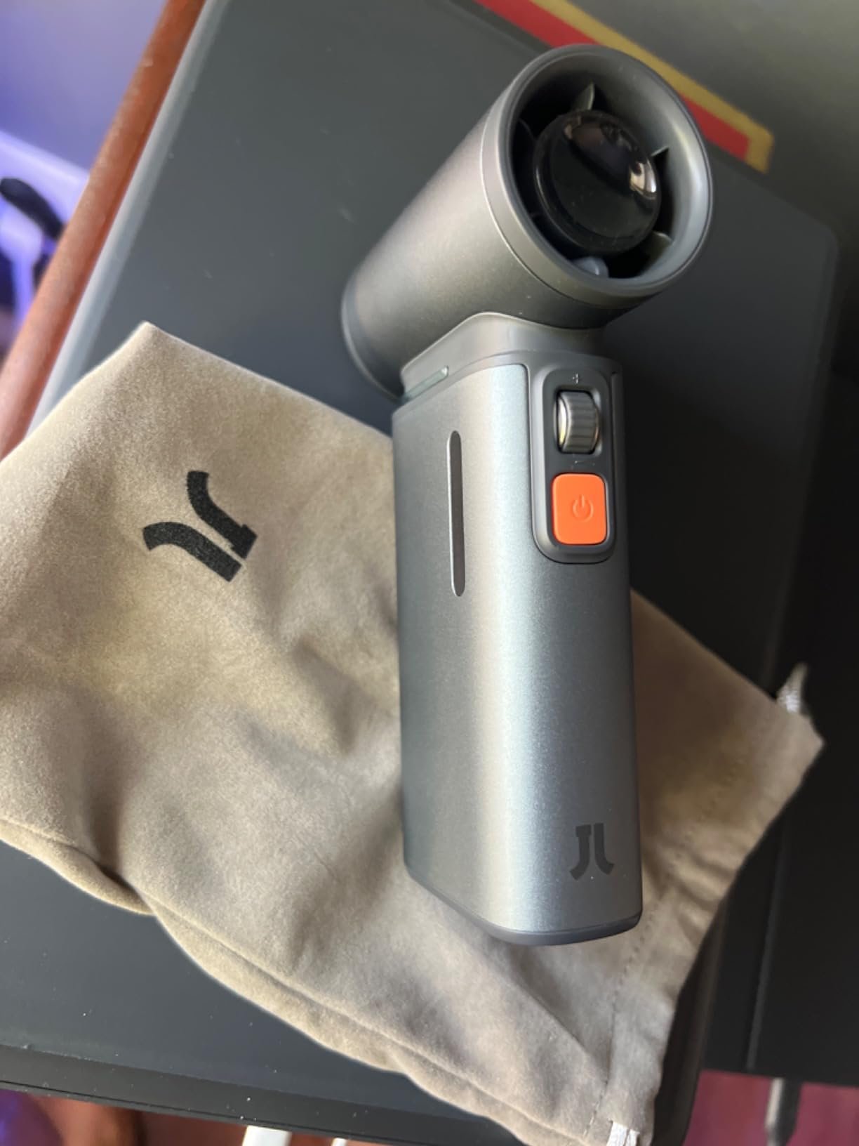 JISULIFE Portable Handheld Turbo Fan. 100 Speeds Adjustable Mini Personal Fan. 9000mAh USB Rechargeable Battery Operated. LED Display. Metal Shell with Accessories Gifts for Men Women Travel- Grey photo review