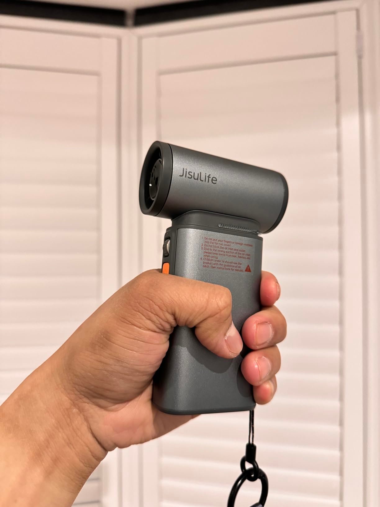 JISULIFE Portable Handheld Turbo Fan. 100 Speeds Adjustable Mini Personal Fan. 9000mAh USB Rechargeable Battery Operated. LED Display. Metal Shell with Accessories Gifts for Men Women Travel- Grey photo review