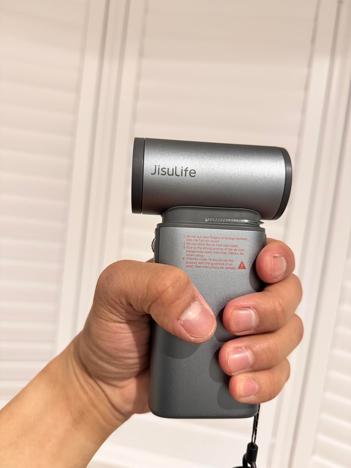 JISULIFE Portable Handheld Turbo Fan. 100 Speeds Adjustable Mini Personal Fan. 9000mAh USB Rechargeable Battery Operated. LED Display. Metal Shell with Accessories Gifts for Men Women Travel- Grey photo review