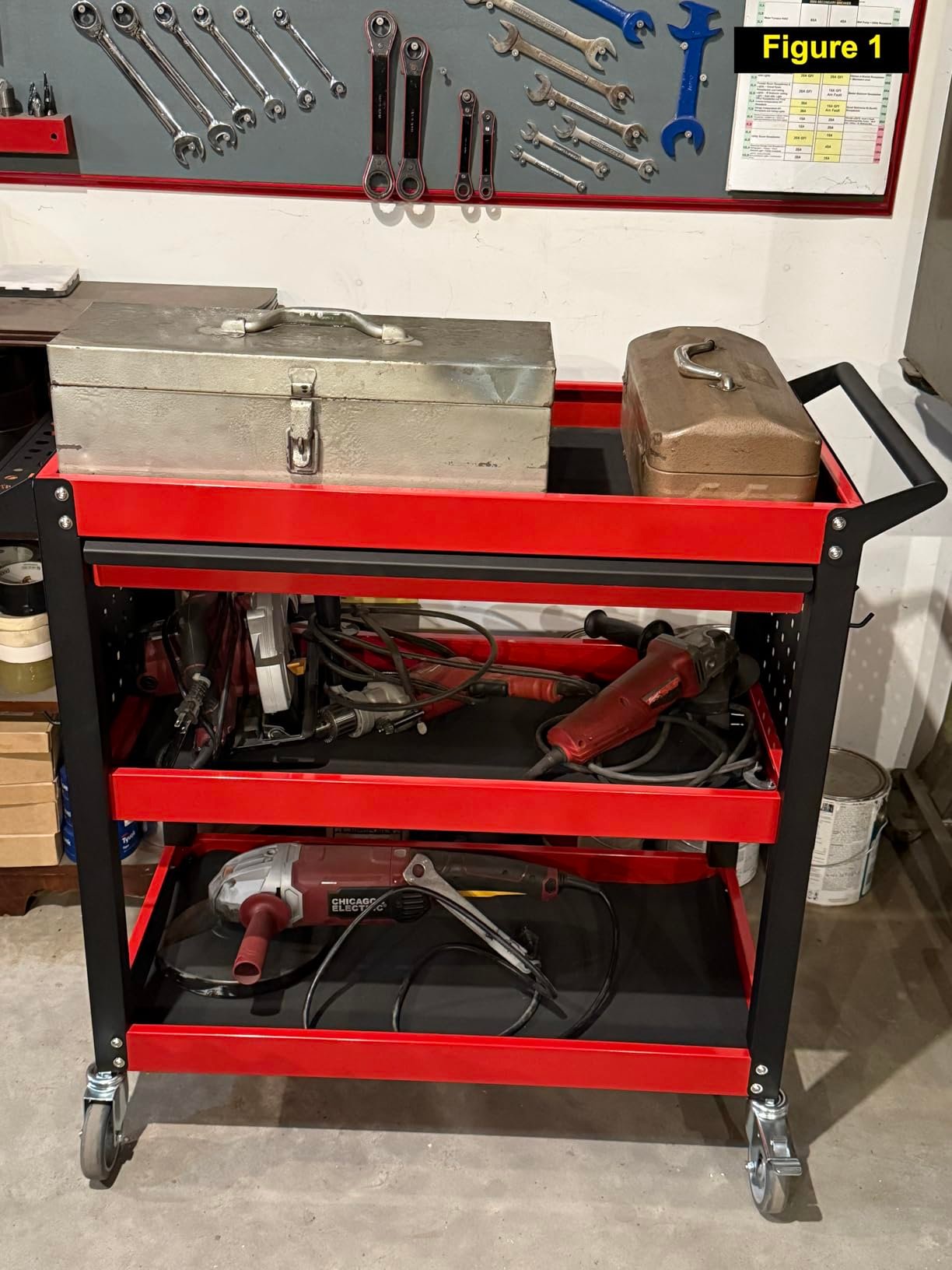 3 Tier Rolling Tool Cart on Wheels. 660LBS Load Capacity Heavy Duty Utility Tool Cart with Pegboard for Repair Shop. Garage. Warehouse. Workshop photo review