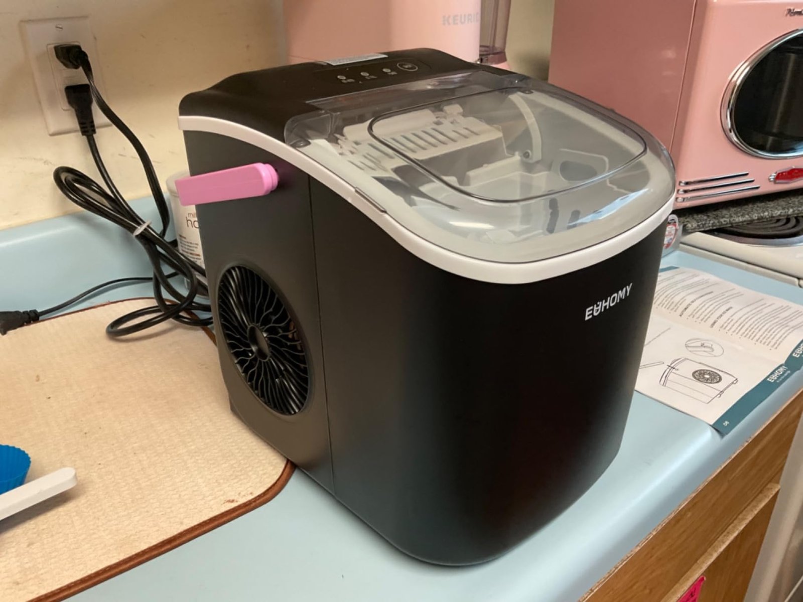 Hicon Ice Maker Machine 16M 16AL 26YB Home Ice Machine Dormitory Mini Ice Maker (16M With Handle) 15KG/24h photo review