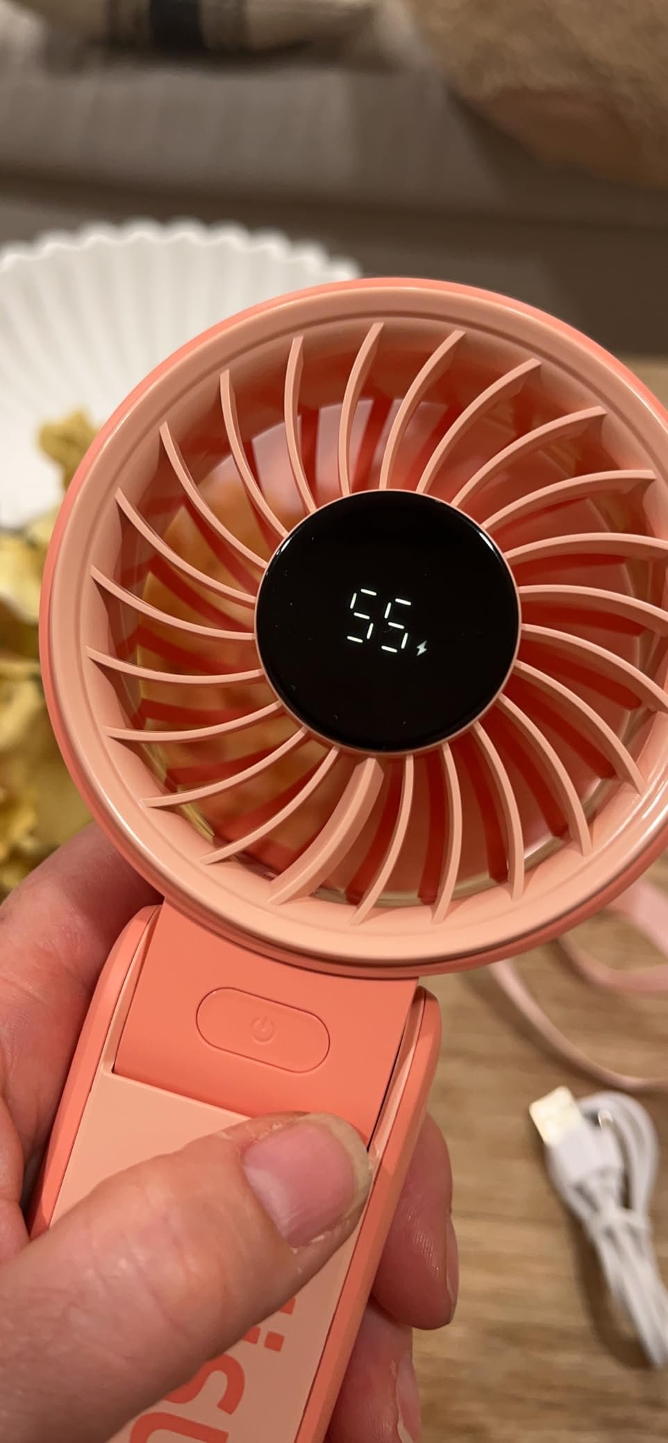 JISULIFE Handheld Fan Life7 – Ultimate Flexibility: High-Power Motor. LED Display. 19.5 Hrs Cooling. 5000mAh Rechargeable. 5-Speed. Foldable Design. 3-IN-1 Portable Fan for Travel Cruise Beach(Grey) photo review