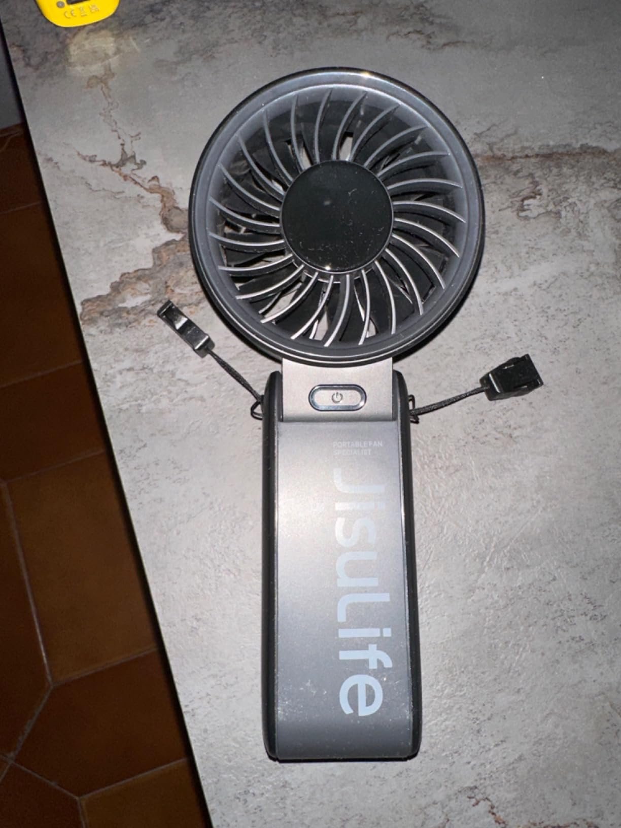 JISULIFE Handheld Fan Life7 – Ultimate Flexibility: High-Power Motor. LED Display. 19.5 Hrs Cooling. 5000mAh Rechargeable. 5-Speed. Foldable Design. 3-IN-1 Portable Fan for Travel Cruise Beach(Grey) photo review