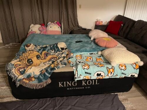 King Koil Luxury Queen Size Air Mattress with Built-in High-Speed Pump. 20 Adjustable Double High Premium Pillow Top Inflatable Airbed for Guests. Camping & Home (Manufacturer Warranty) photo review