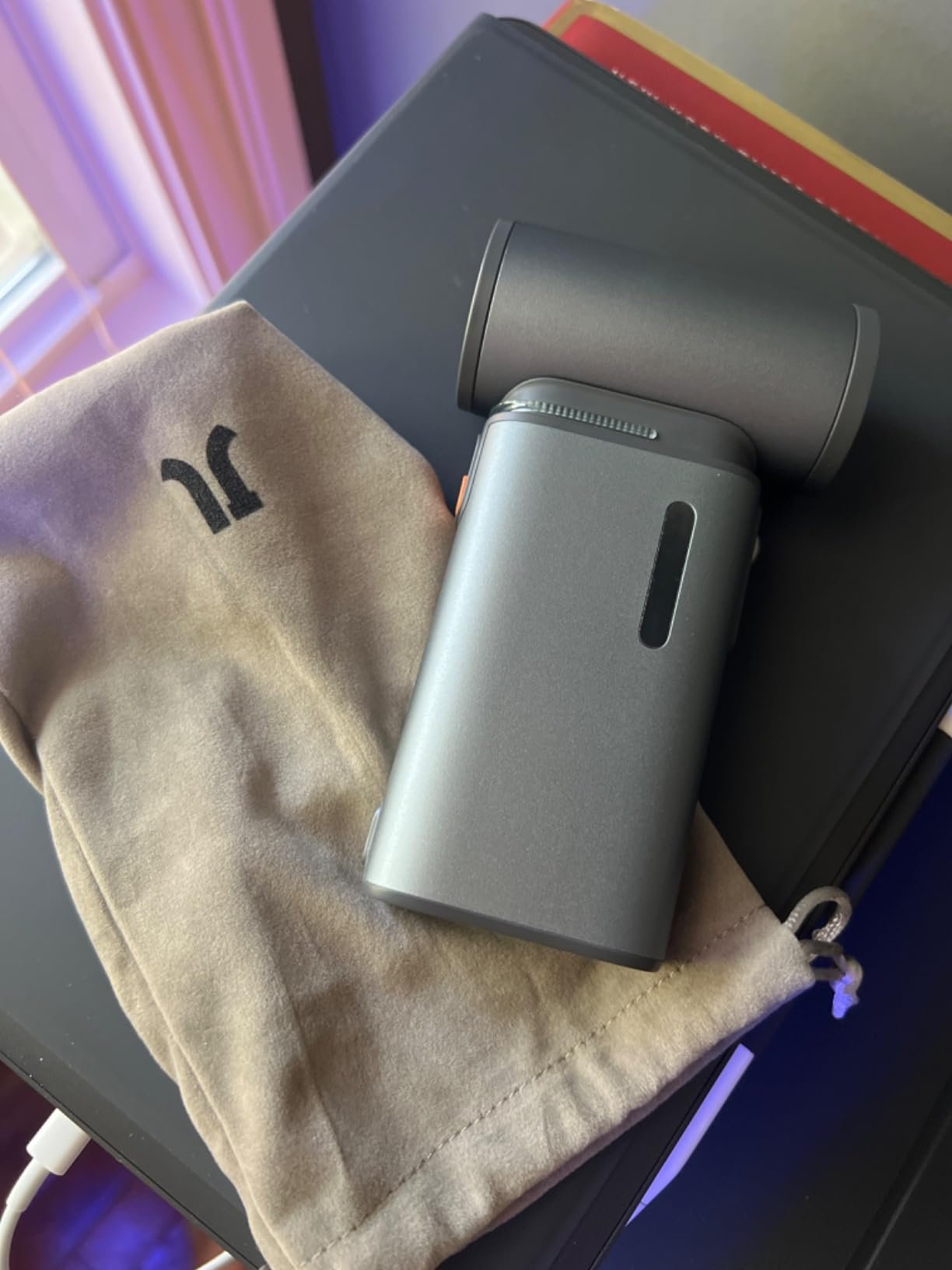 JISULIFE Portable Handheld Turbo Fan. 100 Speeds Adjustable Mini Personal Fan. 9000mAh USB Rechargeable Battery Operated. LED Display. Metal Shell with Accessories Gifts for Men Women Travel- Grey photo review