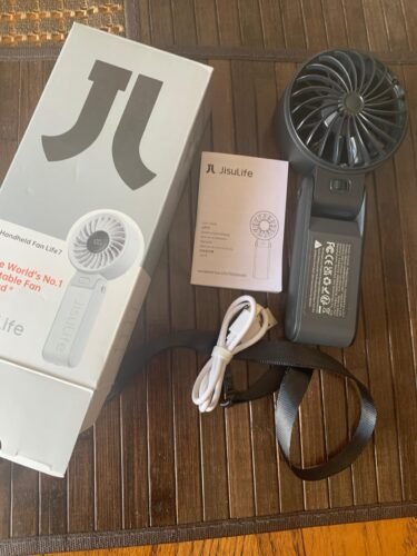 JISULIFE Handheld Fan Life7 – Ultimate Flexibility: High-Power Motor. LED Display. 19.5 Hrs Cooling. 5000mAh Rechargeable. 5-Speed. Foldable Design. 3-IN-1 Portable Fan for Travel Cruise Beach(Grey) photo review