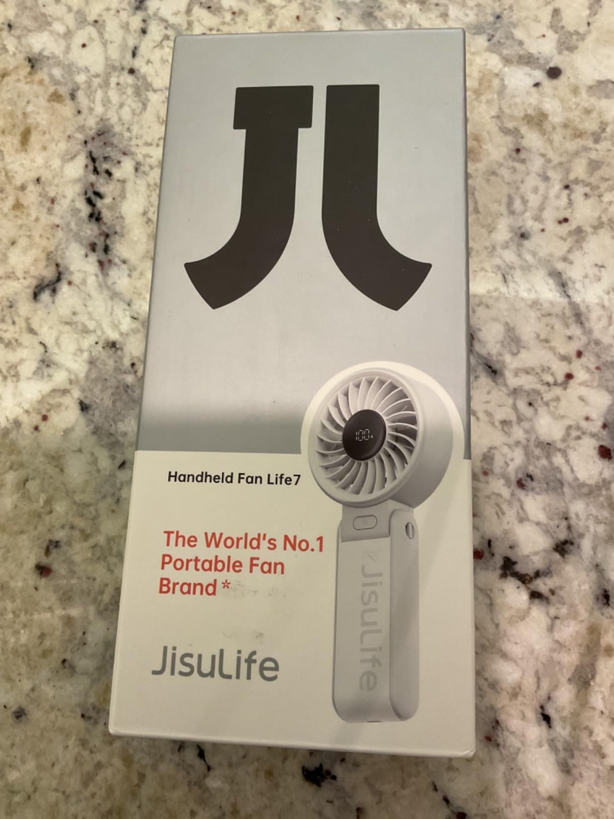 JISULIFE Handheld Fan Life7 – Ultimate Flexibility: High-Power Motor. LED Display. 19.5 Hrs Cooling. 5000mAh Rechargeable. 5-Speed. Foldable Design. 3-IN-1 Portable Fan for Travel Cruise Beach(Grey) photo review
