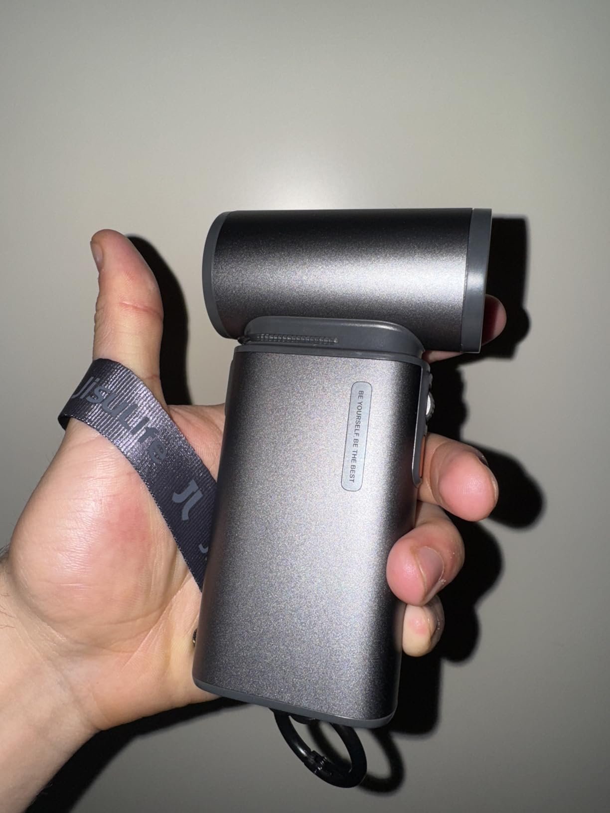 JISULIFE Portable Handheld Turbo Fan. 100 Speeds Adjustable Mini Personal Fan. 9000mAh USB Rechargeable Battery Operated. LED Display. Metal Shell with Accessories Gifts for Men Women Travel- Grey photo review