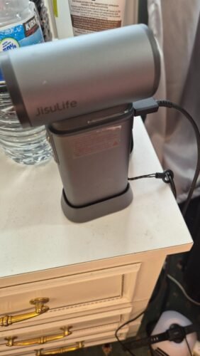 JISULIFE Portable Handheld Turbo Fan. 100 Speeds Adjustable Mini Personal Fan. 9000mAh USB Rechargeable Battery Operated. LED Display. Metal Shell with Accessories Gifts for Men Women Travel- Grey photo review