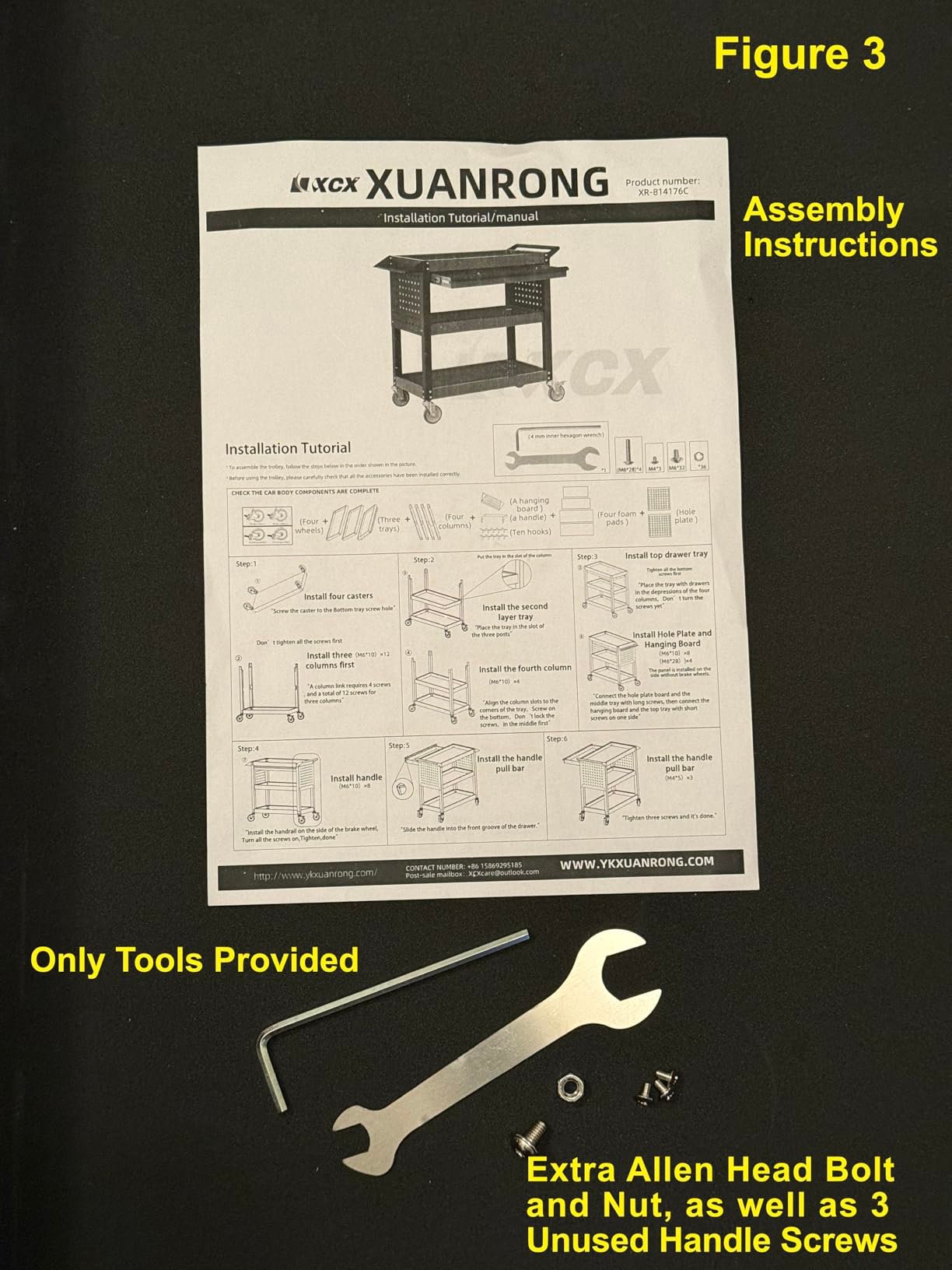 3 Tier Rolling Tool Cart on Wheels. 660LBS Load Capacity Heavy Duty Utility Tool Cart with Pegboard for Repair Shop. Garage. Warehouse. Workshop photo review