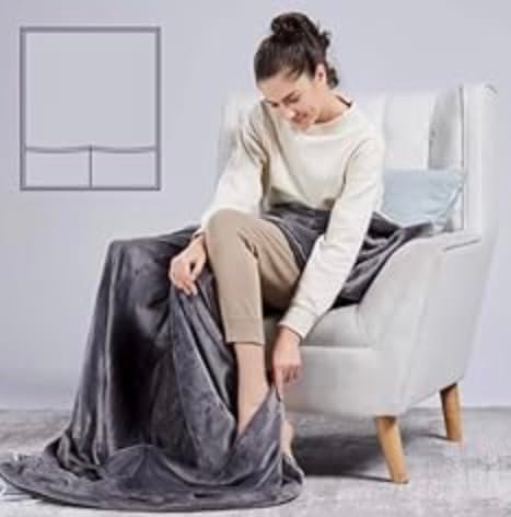 WOOMER Heated Blanket Throw 50 x 60. Electric Blanket Throw with 4 Heating Levels & 4H Auto Off. ETL Certified. Marble Grey Double-Sided Faux Fur. Over-Heat Protect. Machine Washable photo review