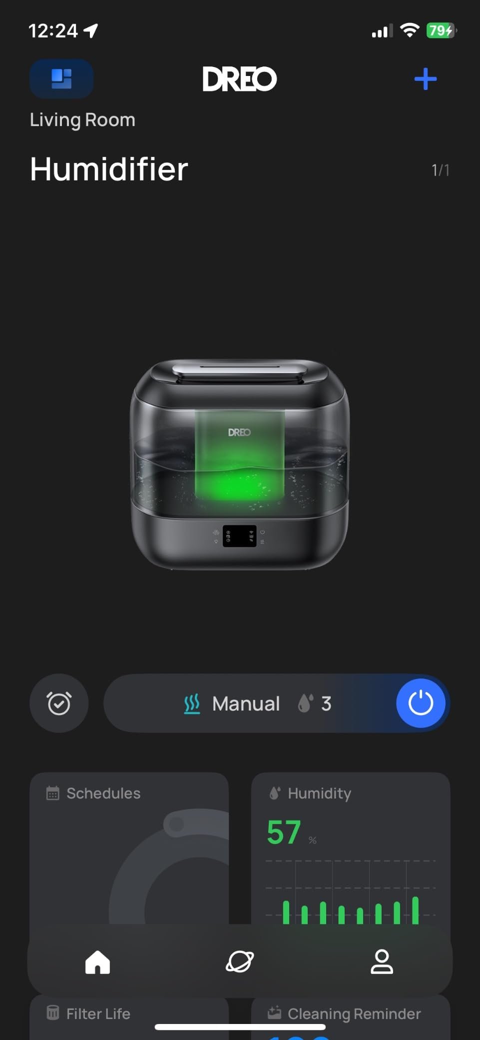 Dreo Smart Humidifiers for Bedroom. Top Fill 4L Supersized Humidifier Large Room with 28 dB. 36H Runtime. Touch/APP/Voice Control. Nightlight. Cool Mist Humidifiers for Baby. Plants. Indoor. Black photo review