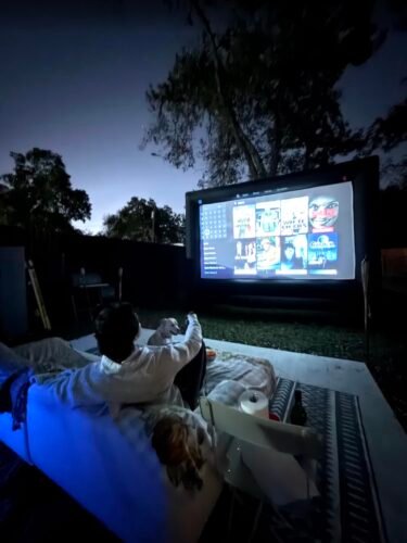 Official Licensed Google TV Smart Projector. HAPPRUN 4K UHD Home Theater with Dolby Sound. Wi-Fi & Bluetooth. Built-in Streaming Apps. Compatible with Games Consoles & Smartphone. Indoor & Outdoor Use photo review