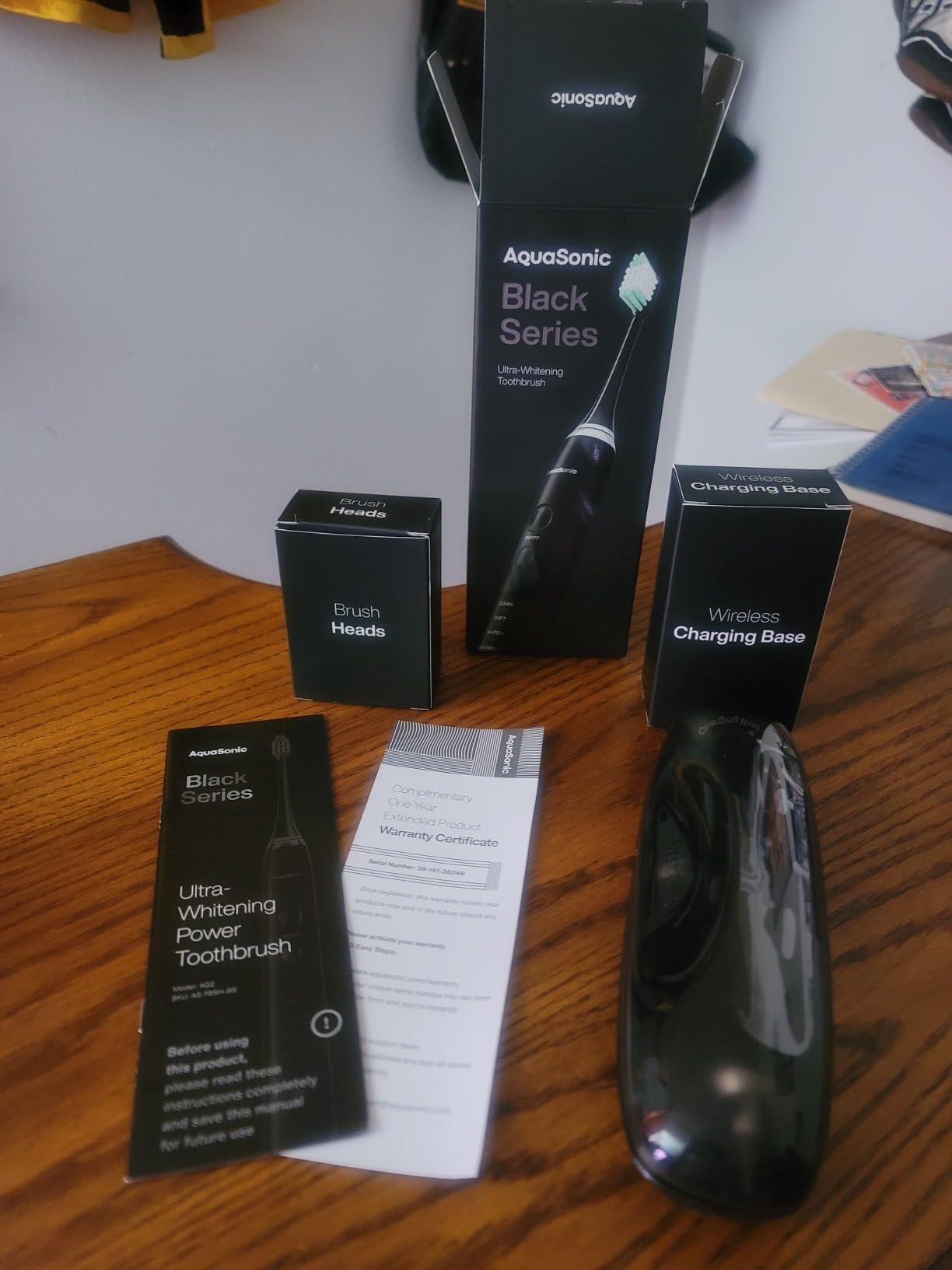 Aquasonic Black Series Ultra Whitening Toothbrush – ADA Accepted Electric Toothbrush- 8 Brush Heads & Travel Case – 40.000 VPM Electric Motor & Wireless Charging - 4 Modes w Smart Timer photo review