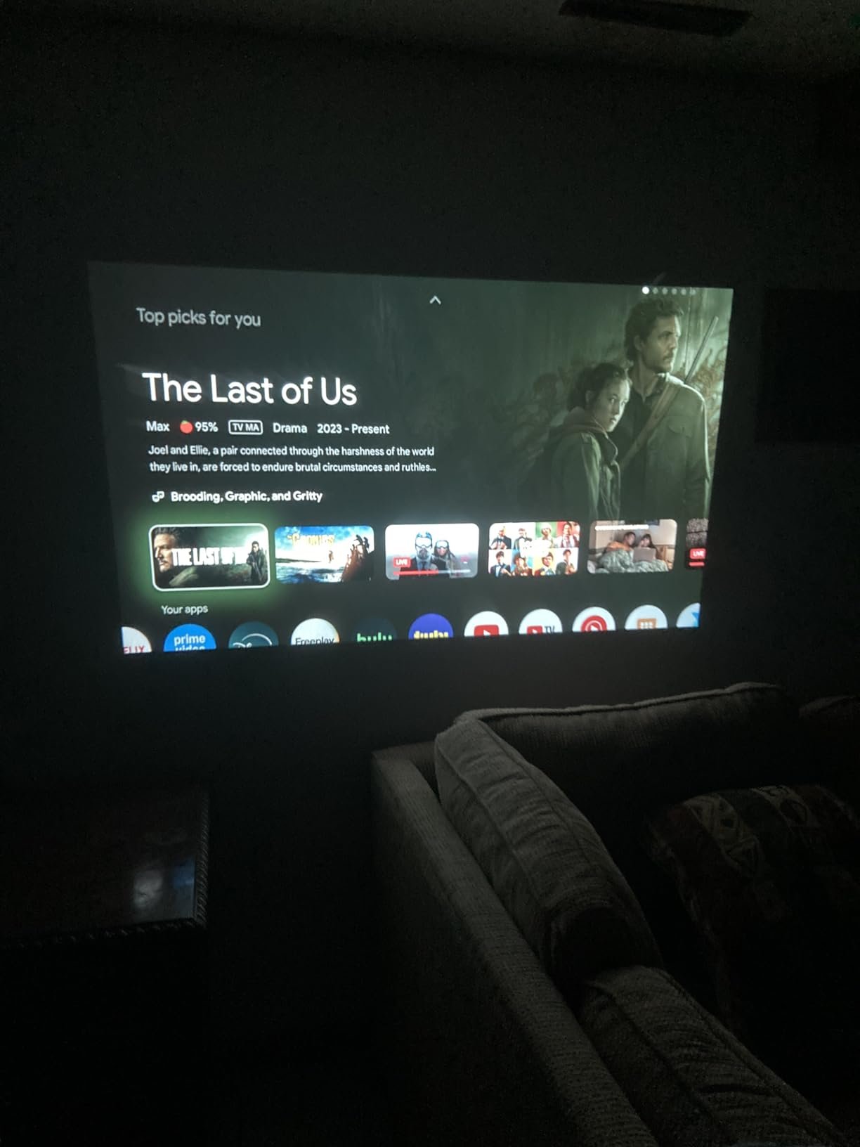 Official Licensed Google TV Smart Projector. HAPPRUN 4K UHD Home Theater with Dolby Sound. Wi-Fi & Bluetooth. Built-in Streaming Apps. Compatible with Games Consoles & Smartphone. Indoor & Outdoor Use photo review