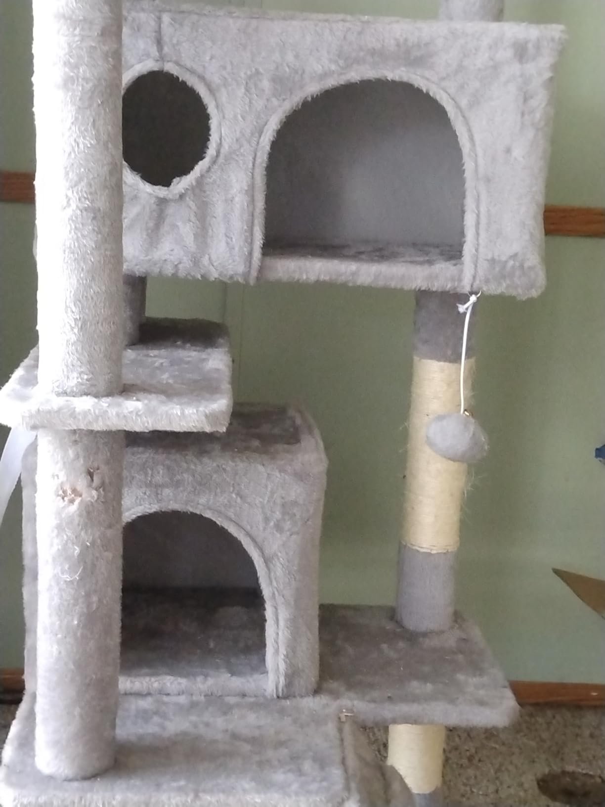Yaheetech 54in Cat Tree. Multi-Level Cat Tower with Spacious Kitten-ear Perch. 2 Cozy Caves. Scratching Posts. Climbing Ladder. 2 Plush Balls. Durable Pet House Furniture for Indoor Kittens. Dark Gray photo review