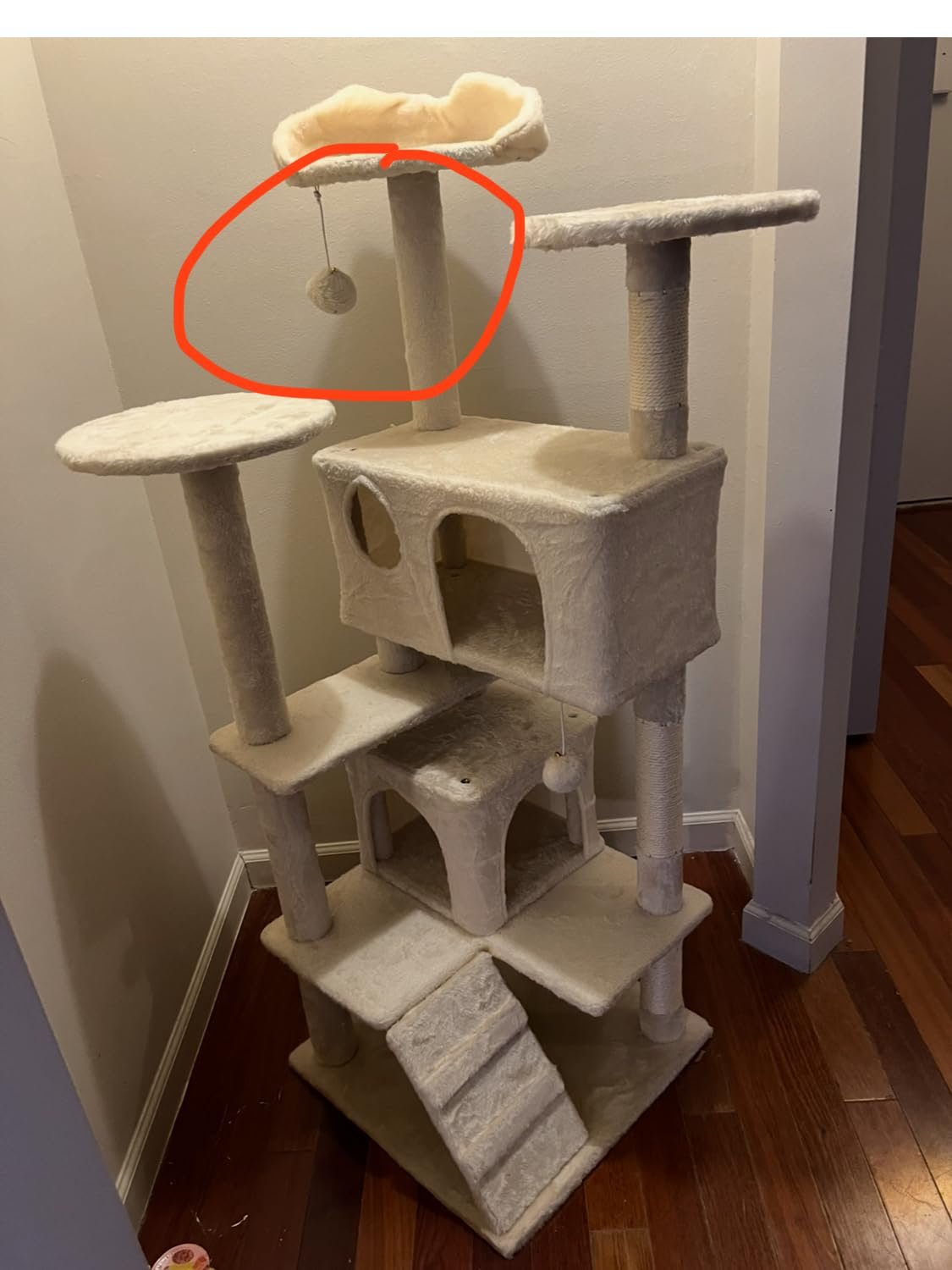 Yaheetech 54in Cat Tree. Multi-Level Cat Tower with Spacious Kitten-ear Perch. 2 Cozy Caves. Scratching Posts. Climbing Ladder. 2 Plush Balls. Durable Pet House Furniture for Indoor Kittens. Dark Gray photo review