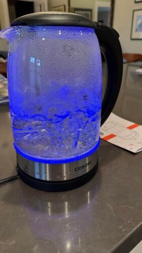 Cosori Electric Kettle. No Plastic Contact With Water. Wide Mouth For Easy Cleaning. Auto Shut Off. 1.7L Tea Kettle & Hot Water Boiler. Water Heater & Teapot. Borosilicate Glass. Black. 1500W photo review