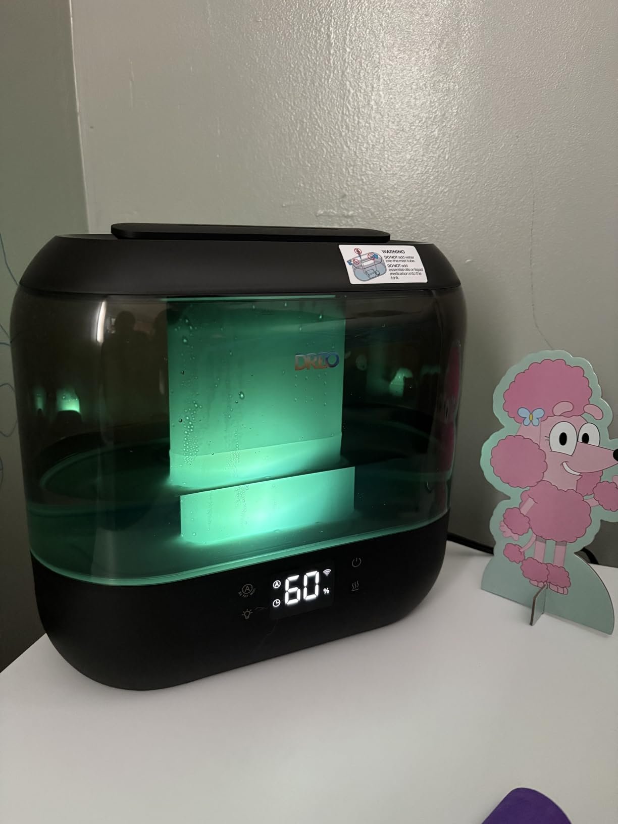 Dreo Smart Humidifiers for Bedroom. Top Fill 4L Supersized Humidifier Large Room with 28 dB. 36H Runtime. Touch/APP/Voice Control. Nightlight. Cool Mist Humidifiers for Baby. Plants. Indoor. Black photo review