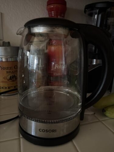 Cosori Electric Kettle. No Plastic Contact With Water. Wide Mouth For Easy Cleaning. Auto Shut Off. 1.7L Tea Kettle & Hot Water Boiler. Water Heater & Teapot. Borosilicate Glass. Black. 1500W photo review