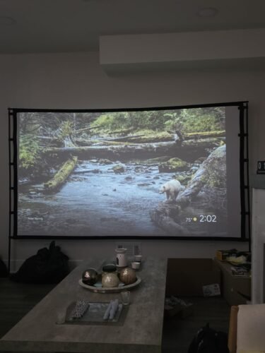 Official Licensed Google TV Smart Projector. HAPPRUN 4K UHD Home Theater with Dolby Sound. Wi-Fi & Bluetooth. Built-in Streaming Apps. Compatible with Games Consoles & Smartphone. Indoor & Outdoor Use photo review