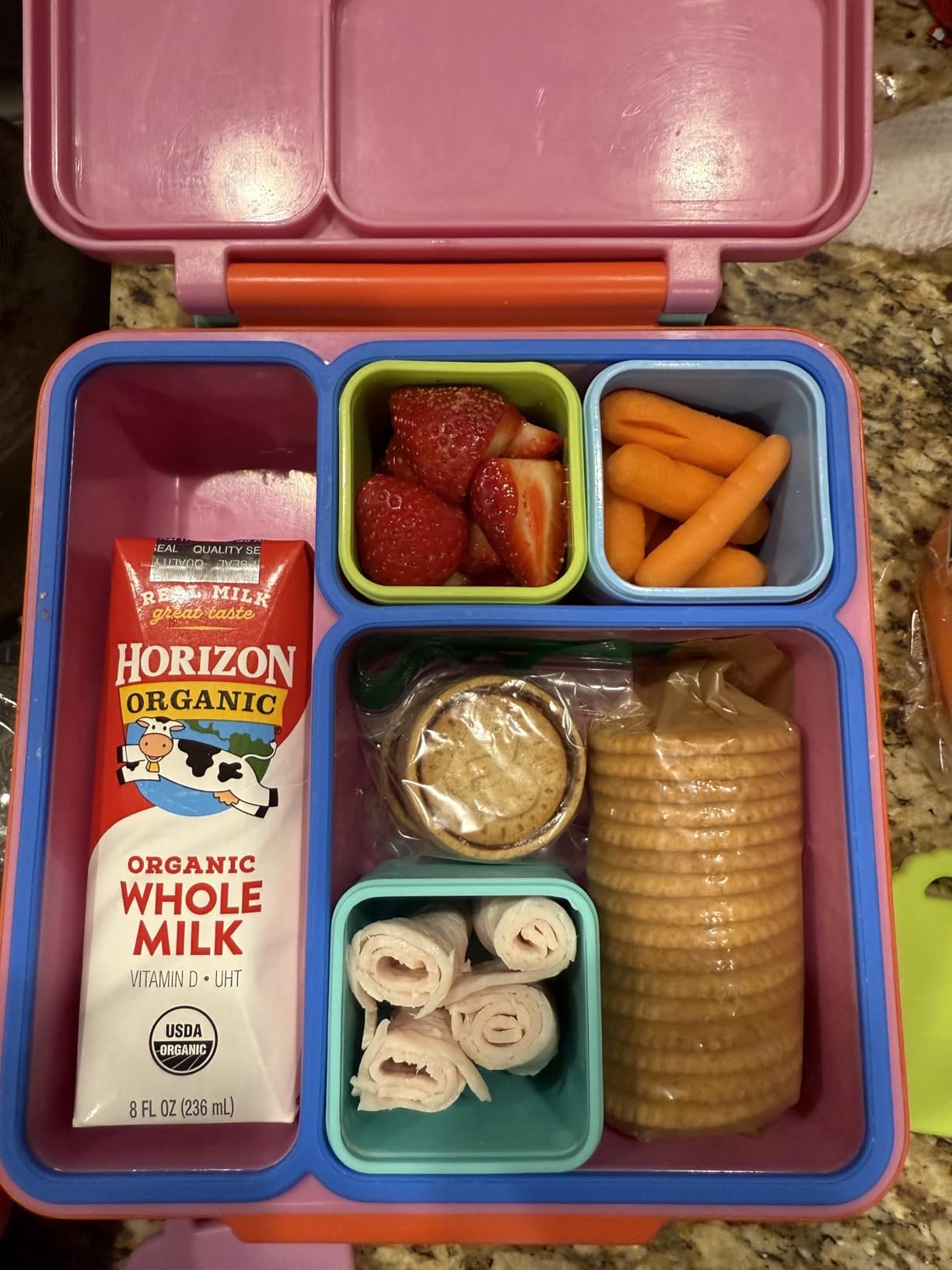 Omie OmieBox Bento Box for Kids - Insulated Lunch Box with Leak Proof Food Jar - 3 Compartments. 2 Temperature Zones - (Meadow) photo review