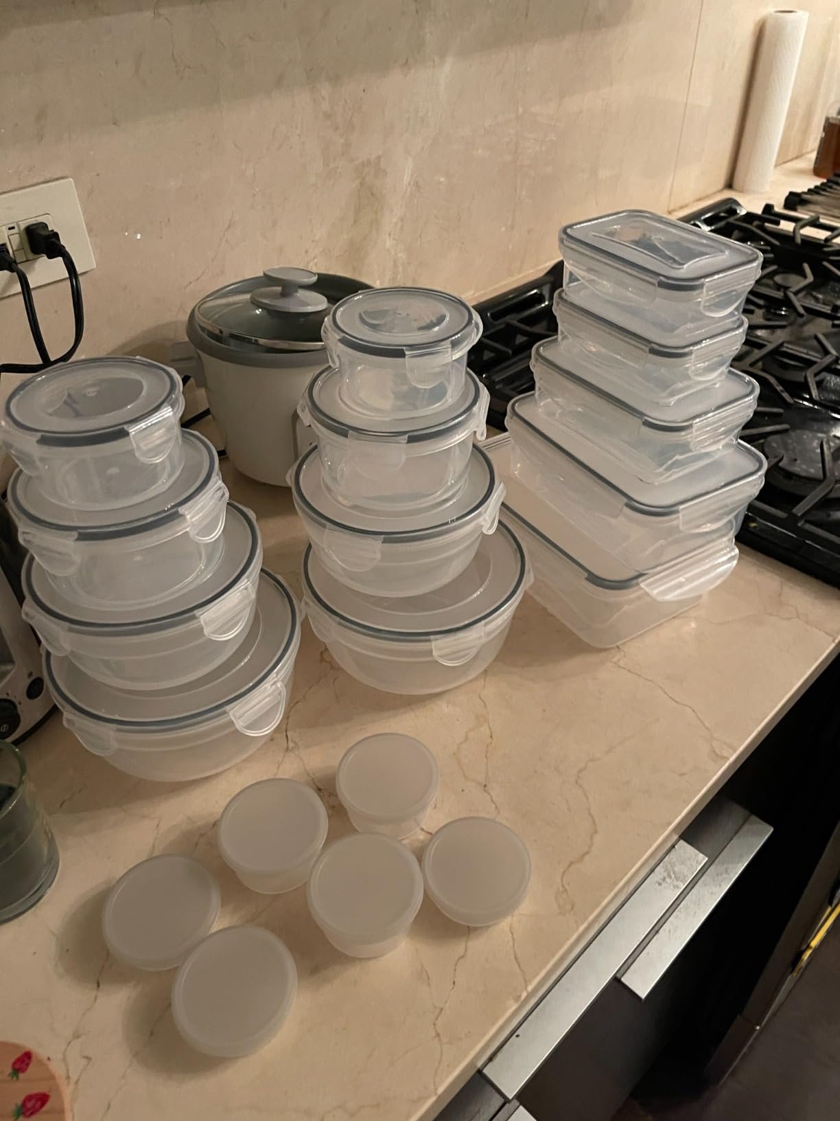 JSCARES 40 PCS Food Storage Containers with Lids Airtight (20 Lids &20 Containers) - Leakproof Meal-Prep Containers for Kitchen Storage Reusable Plastic Microwave/Dishwasher Safe with Labels & Pen photo review