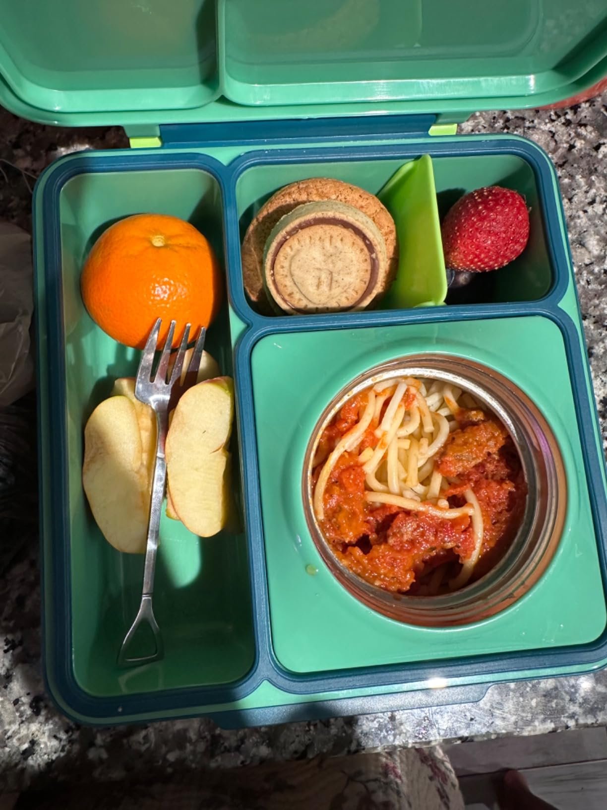 Omie OmieBox Bento Box for Kids - Insulated Lunch Box with Leak Proof Food Jar - 3 Compartments. 2 Temperature Zones - (Meadow) photo review