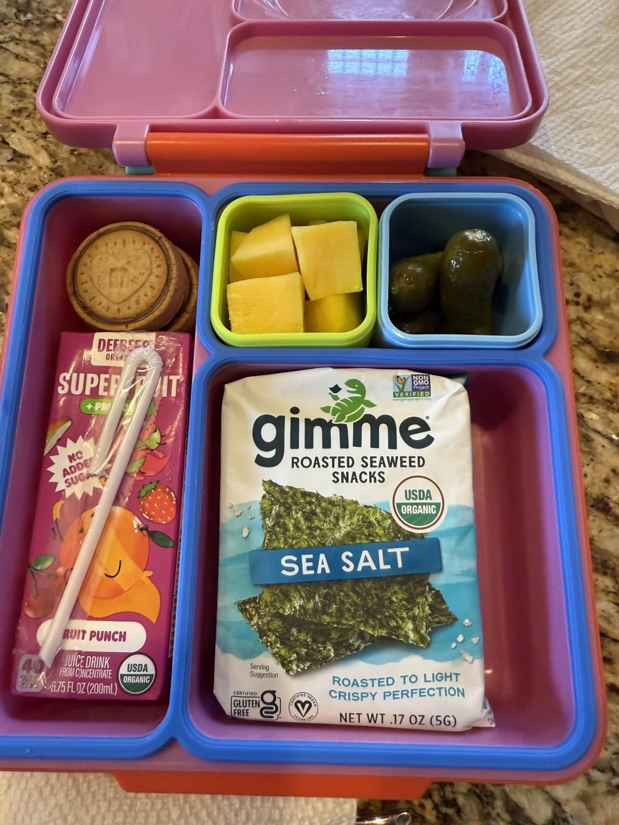 Omie OmieBox Bento Box for Kids - Insulated Lunch Box with Leak Proof Food Jar - 3 Compartments. 2 Temperature Zones - (Meadow) photo review