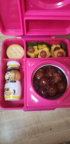 Omie OmieBox Bento Box for Kids - Insulated Lunch Box with Leak Proof Food Jar - 3 Compartments. 2 Temperature Zones - (Meadow) photo review