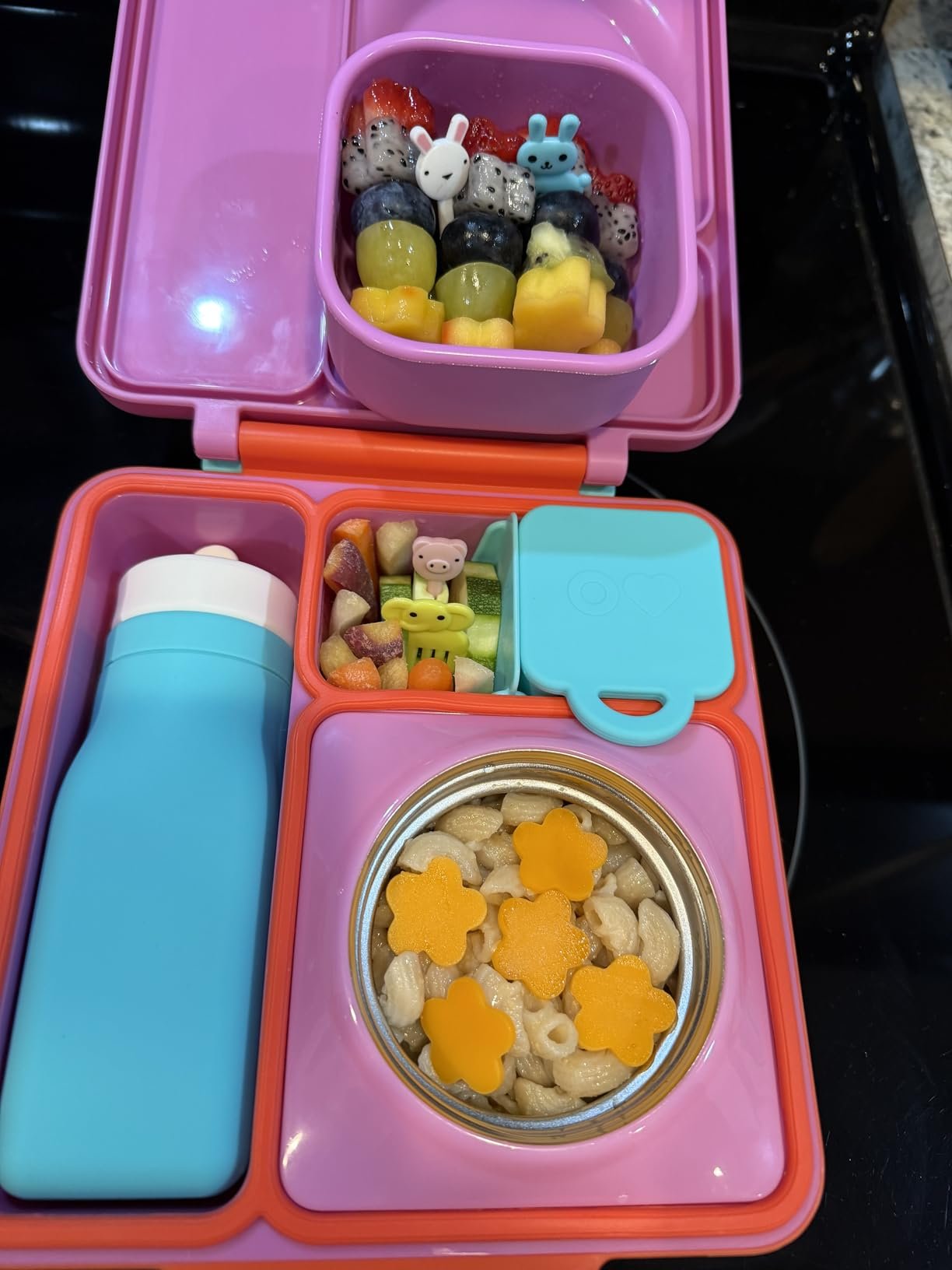 Omie OmieBox Bento Box for Kids - Insulated Lunch Box with Leak Proof Food Jar - 3 Compartments. 2 Temperature Zones - (Meadow) photo review
