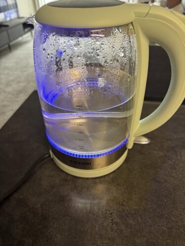Cosori Electric Kettle. No Plastic Contact With Water. Wide Mouth For Easy Cleaning. Auto Shut Off. 1.7L Tea Kettle & Hot Water Boiler. Water Heater & Teapot. Borosilicate Glass. Black. 1500W photo review