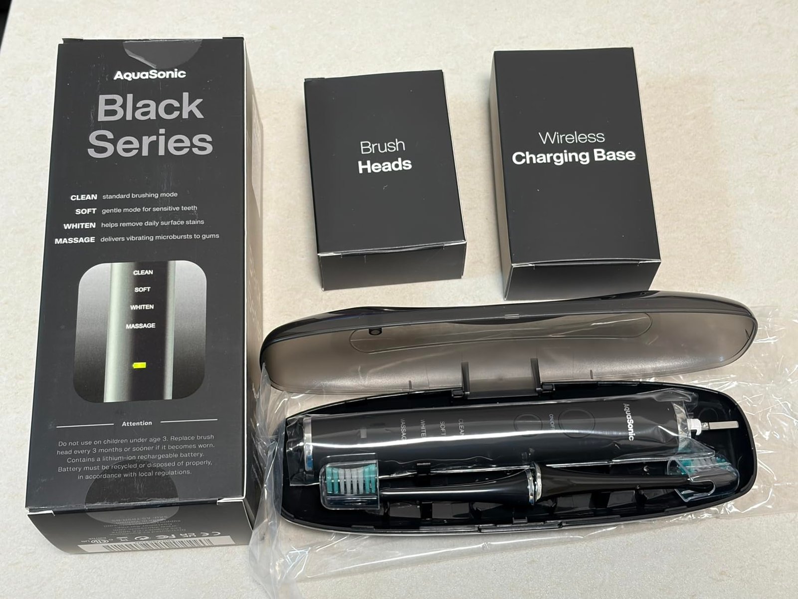 Aquasonic Black Series Ultra Whitening Toothbrush – ADA Accepted Electric Toothbrush- 8 Brush Heads & Travel Case – 40.000 VPM Electric Motor & Wireless Charging - 4 Modes w Smart Timer photo review