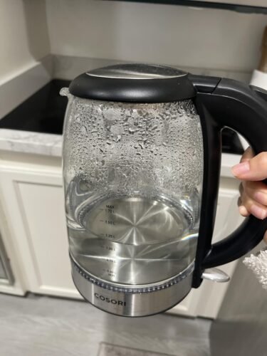 Cosori Electric Kettle. No Plastic Contact With Water. Wide Mouth For Easy Cleaning. Auto Shut Off. 1.7L Tea Kettle & Hot Water Boiler. Water Heater & Teapot. Borosilicate Glass. Black. 1500W photo review
