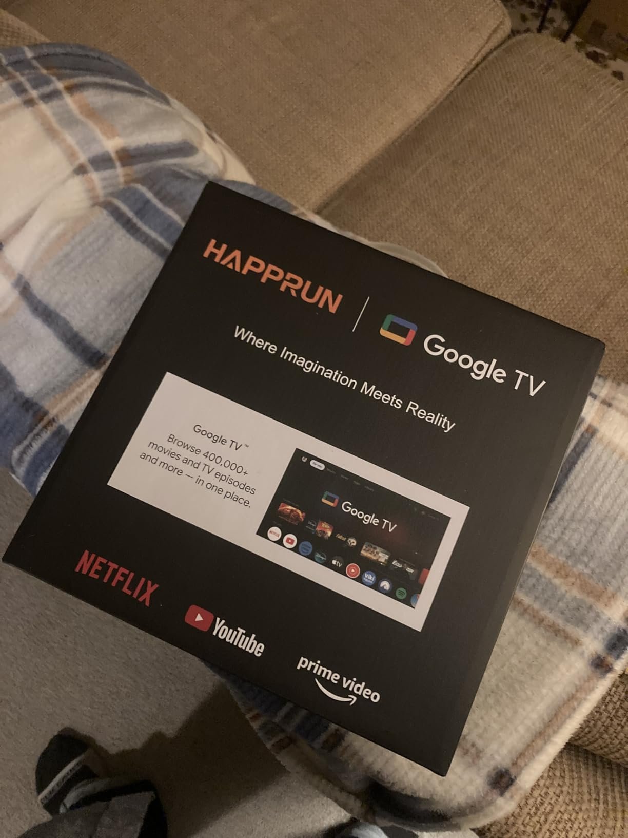 Official Licensed Google TV Smart Projector. HAPPRUN 4K UHD Home Theater with Dolby Sound. Wi-Fi & Bluetooth. Built-in Streaming Apps. Compatible with Games Consoles & Smartphone. Indoor & Outdoor Use photo review